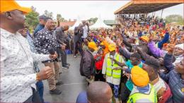 National Assembly Speaker Moses Wetang'ula with other Kenya Kwanza supporters in Busia County.